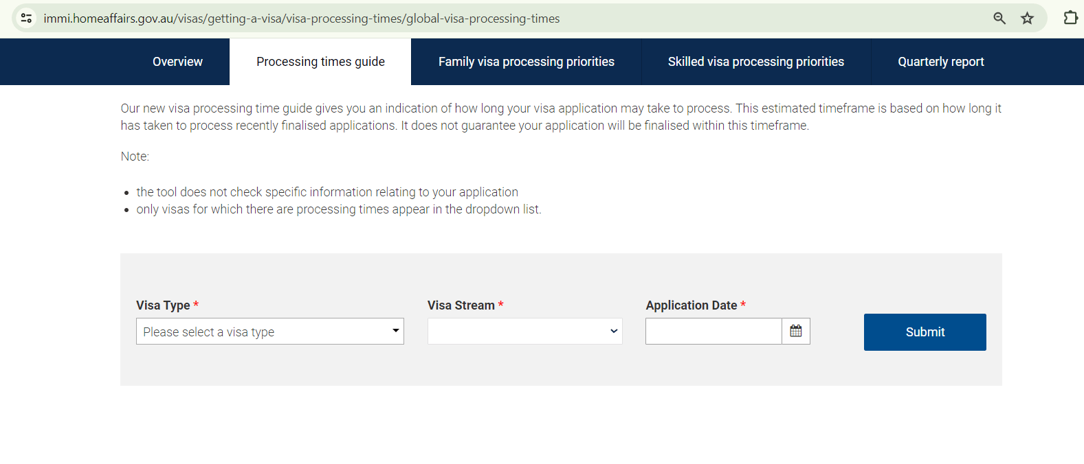 Truy cập vào website của Bộ Di trú Úc để cập nhật thời gian xử lý hồ sơ visa 188C ở thời điểm hiện tại